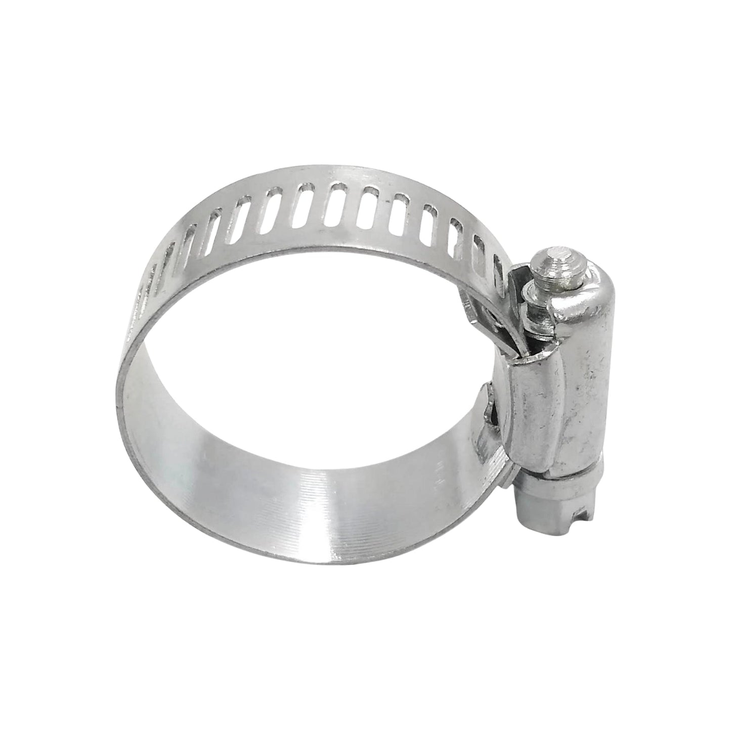 Abrazadera de manguera sin fin metálica con tornillo de ajuste, ideal para sujeción de tuberías y conexiones