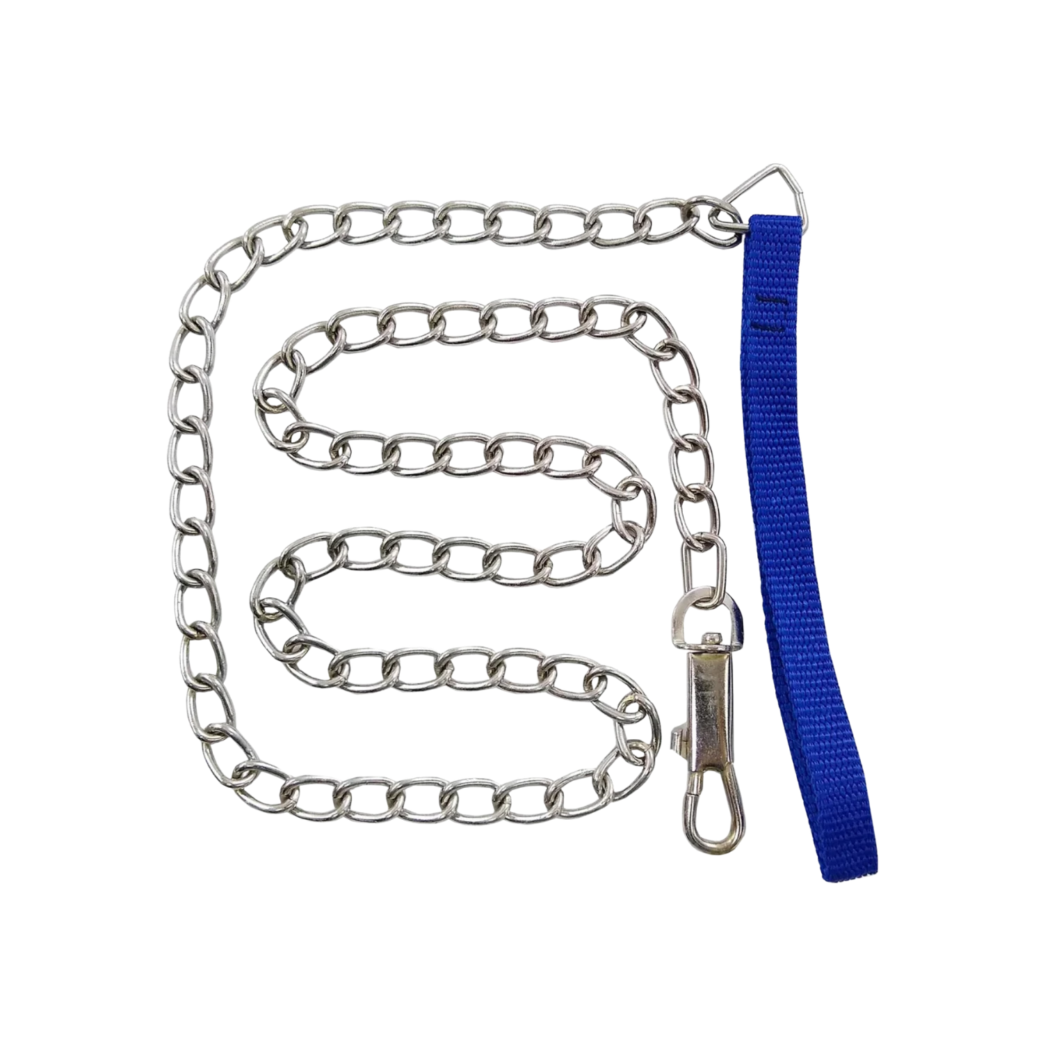 Cadena para perro de metal #3.5mm con correa de nylon azul y gancho mosquetón