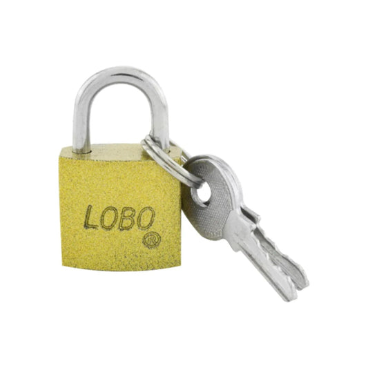 Candado de latón dorado marca Lobo con gancho corto y juego de llaves para seguridad
