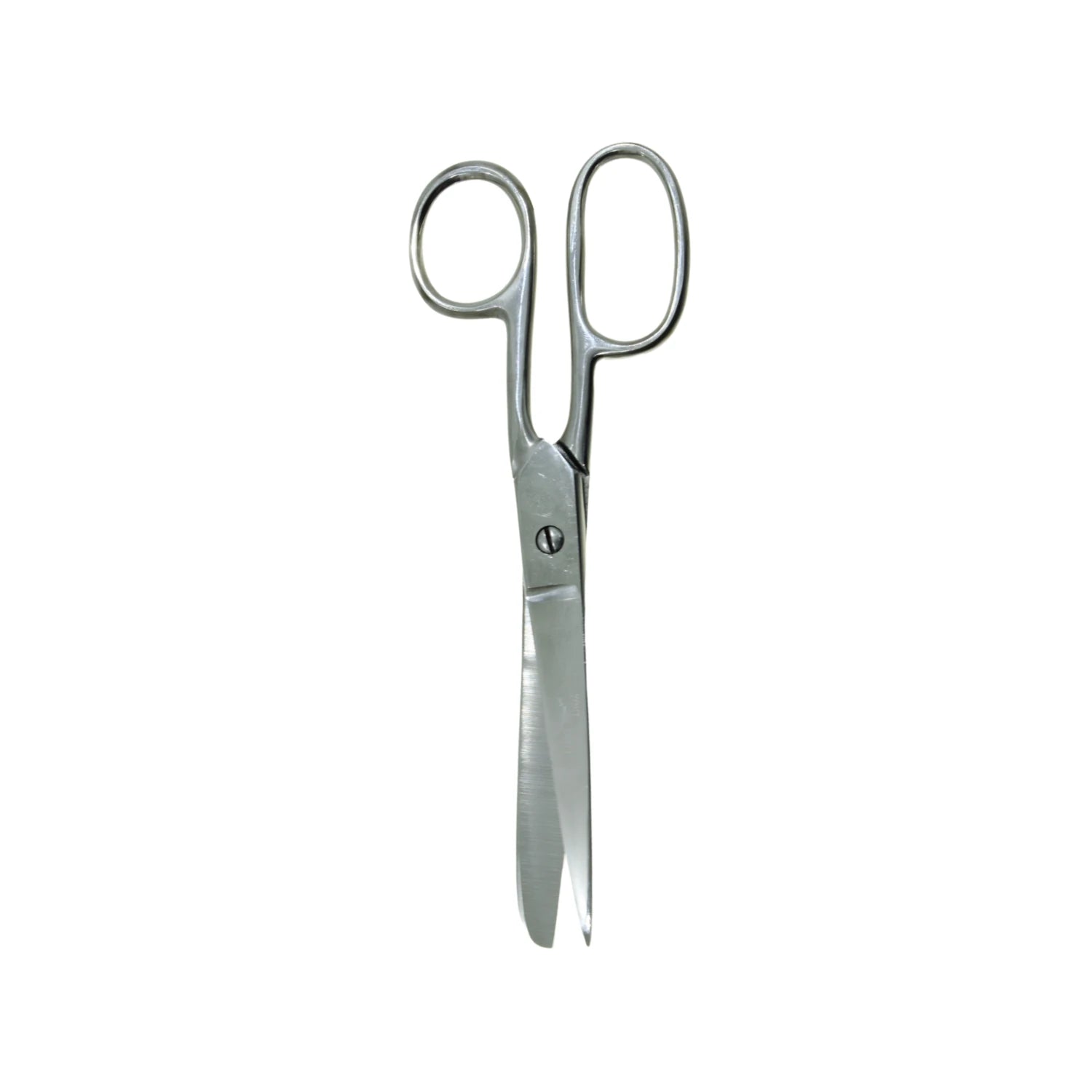 Tijeras de acero inoxidable para costura y manualidades, hojas afiladas para corte preciso de tela, acabado plateado.