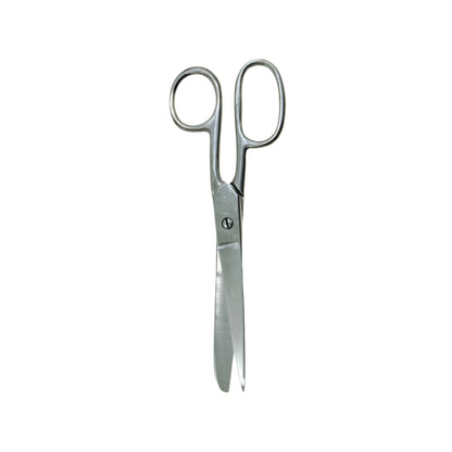Tijeras de acero inoxidable para costura y manualidades, hojas afiladas para corte preciso de tela, acabado plateado.