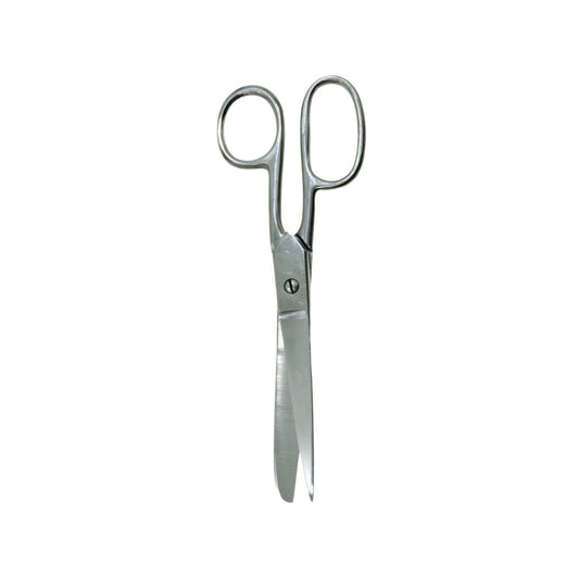 Tijeras de acero inoxidable para costura y manualidades, hojas afiladas para corte preciso de tela, acabado plateado.