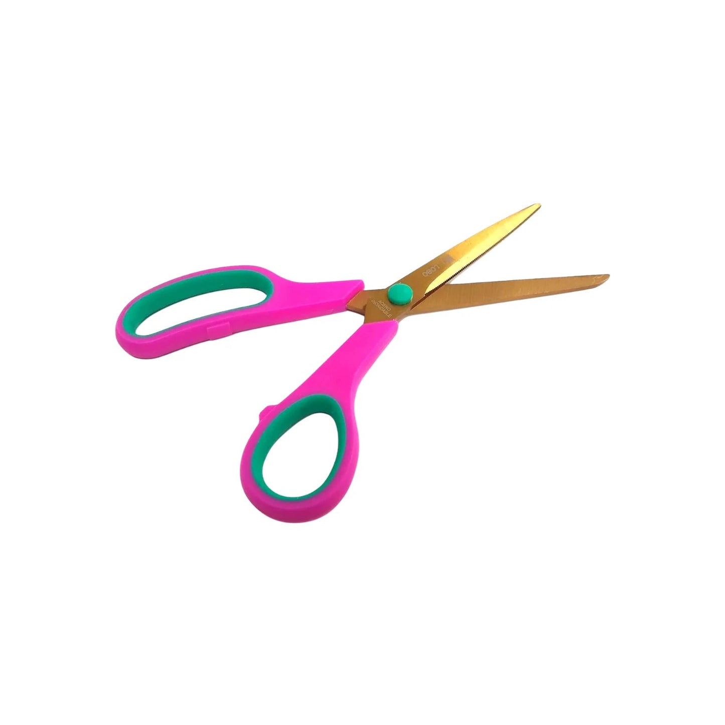 Tijeras de oficina Lobo 8'' con hojas de titanio inoxidable y mangos fucsia-verde