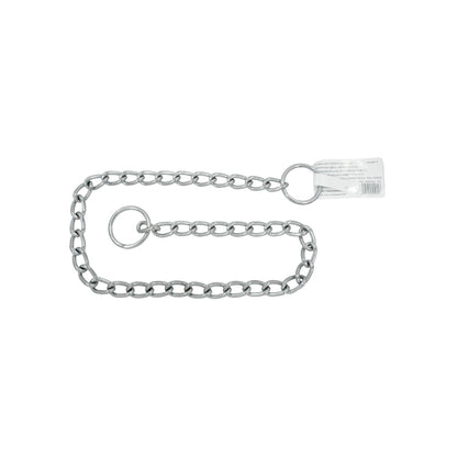 Cadena de castigo para perro de metal cromado con eslabones resistentes y dos anillos, para adiestramiento