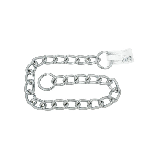 Cadena de castigo metálica plateada para perros, collar de adiestramiento con eslabones resistentes y dos argollas