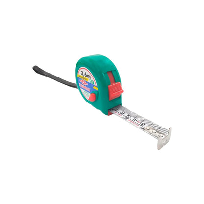 Flexómetro Cadena verde de 3.6m (12 pies) con cinta métrica retráctil y botón de bloqueo