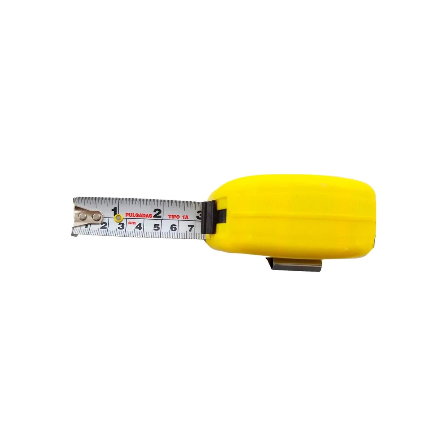 Flexómetro amarillo, cinta métrica con medidas claras en pulgadas y centímetros para construcción y bricolaje