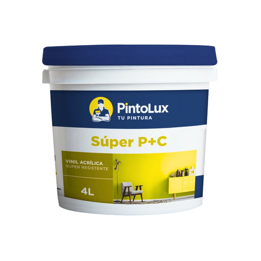 Pintura vinílica acrílica Pintolux Súper P+C amarillo intenso 4L super resistente