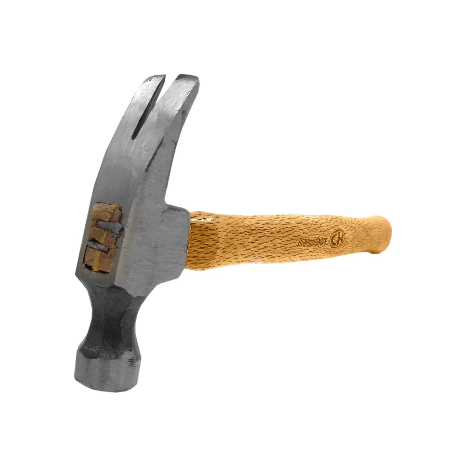 Martillo de uña recta CH 16 oz con mango de madera clara y cabeza de acero resistente para trabajos de ferretería.