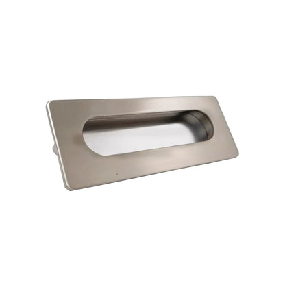 Tirador embutido rectangular de acero inoxidable con acabado satinado para puertas correderas
