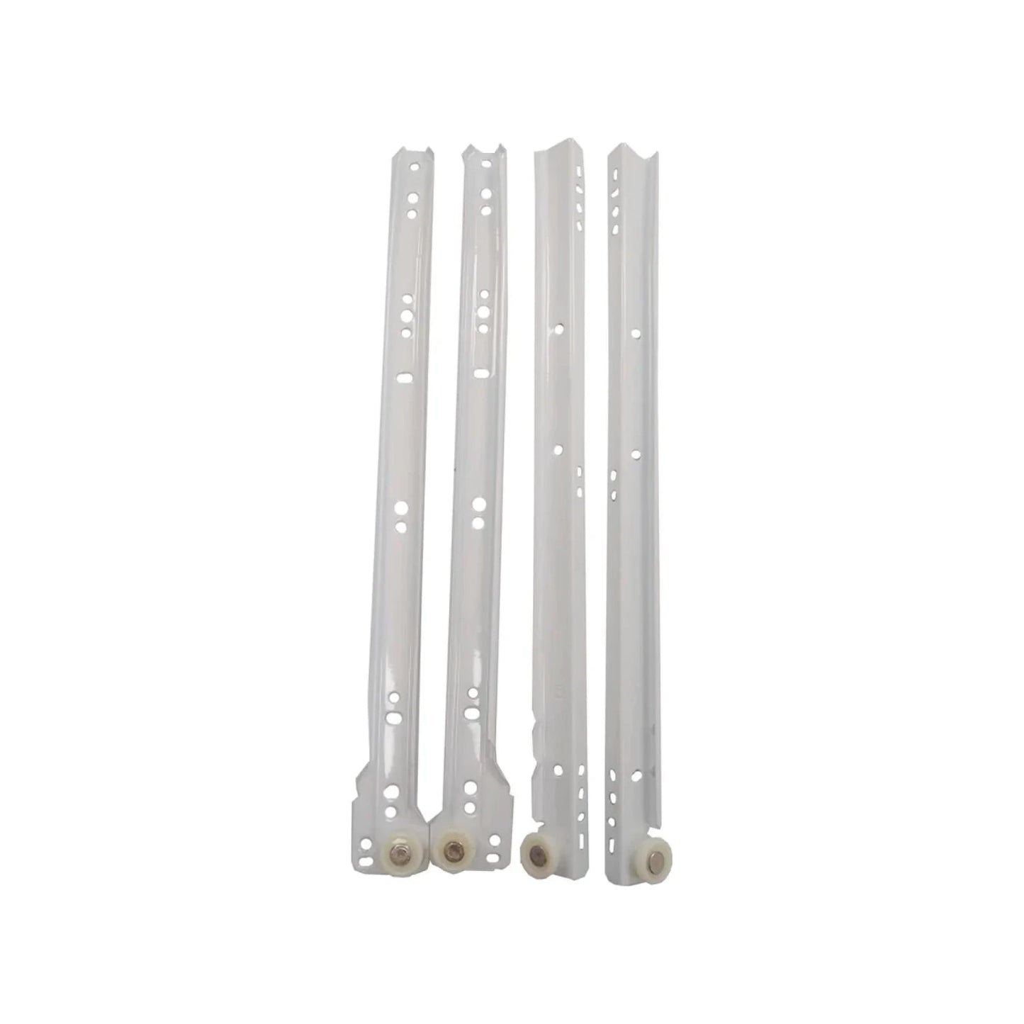 Correderas de cajón blancas tipo europeo con rodillo para muebles, set de 4 piezas.