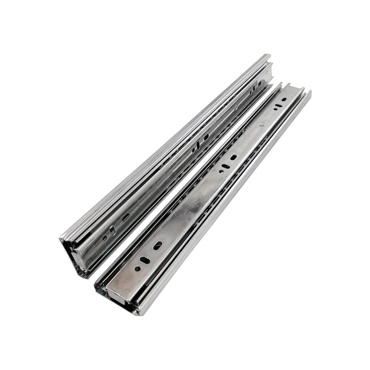 Correderas telescópicas metálicas de 40 cm, extensión total, para cajones, kit de 2 piezas plateadas.