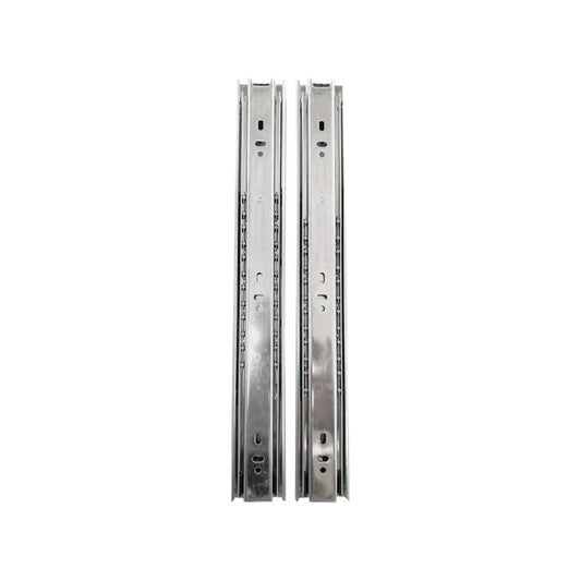Correderas metálicas de extensión total para cajones, 40 cm, par de rieles deslizantes cromados