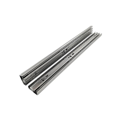 Correderas de cajón telescópicas de acero, extensión completa, herraje plateado para mobiliario