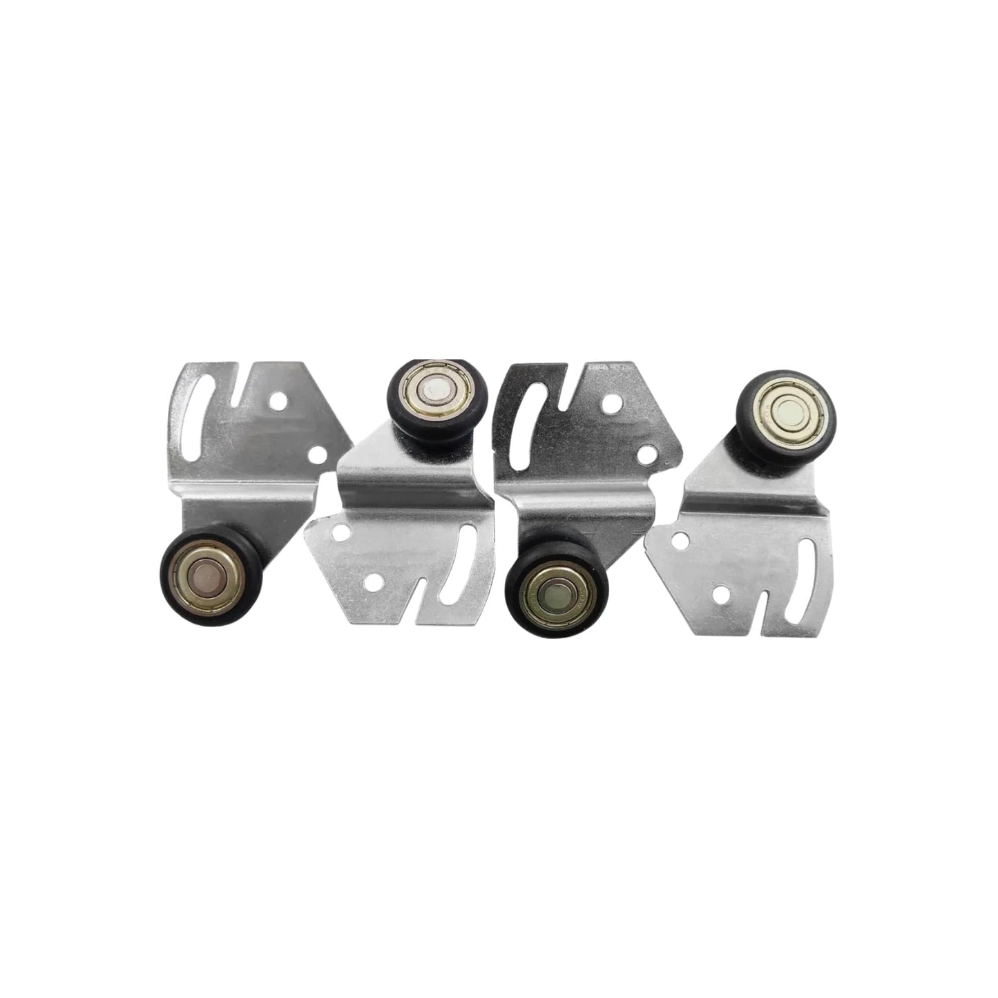 Carretillas con ruedas de nylon y soportes metálicos para puertas corredizas y rieles deslizantes