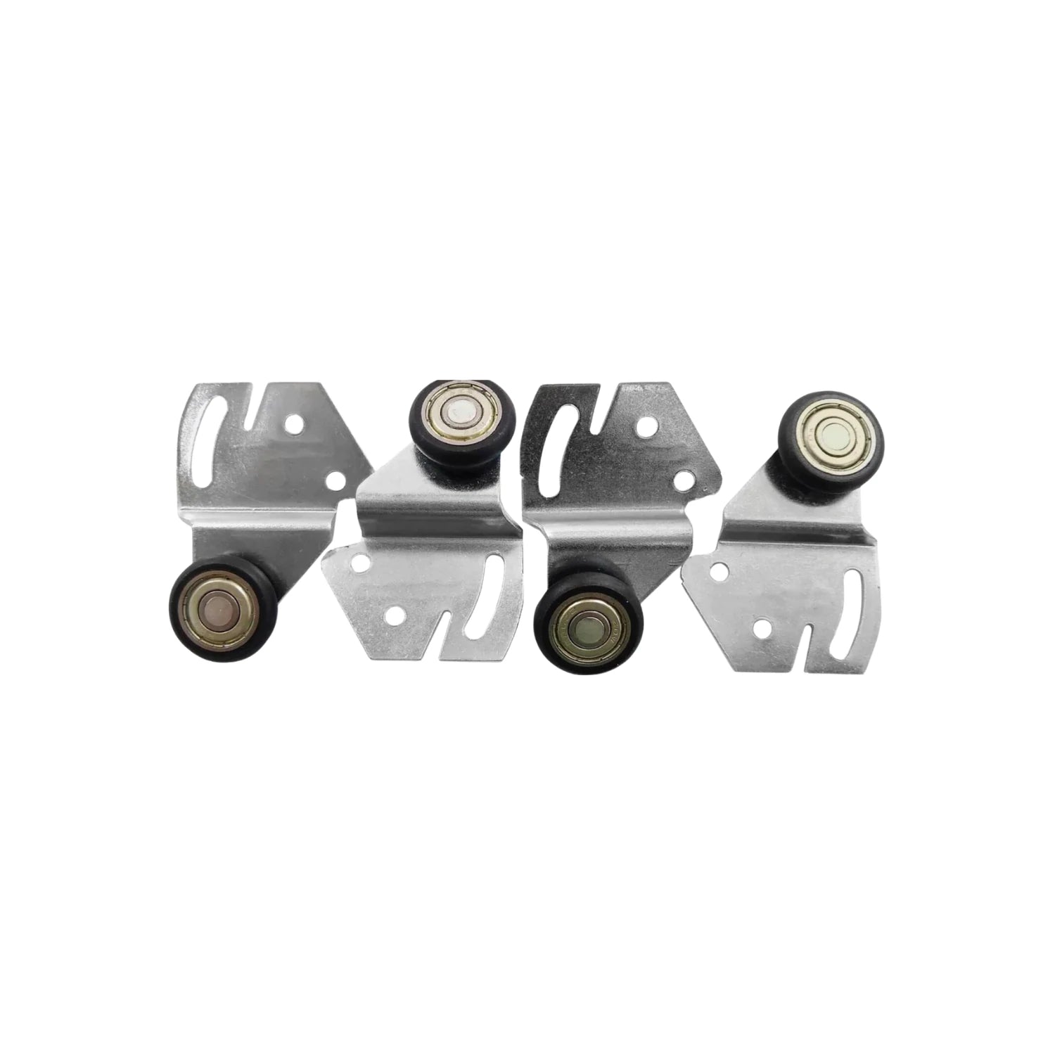 Carretillas con ruedas de nylon y soportes metálicos para puertas corredizas y rieles deslizantes