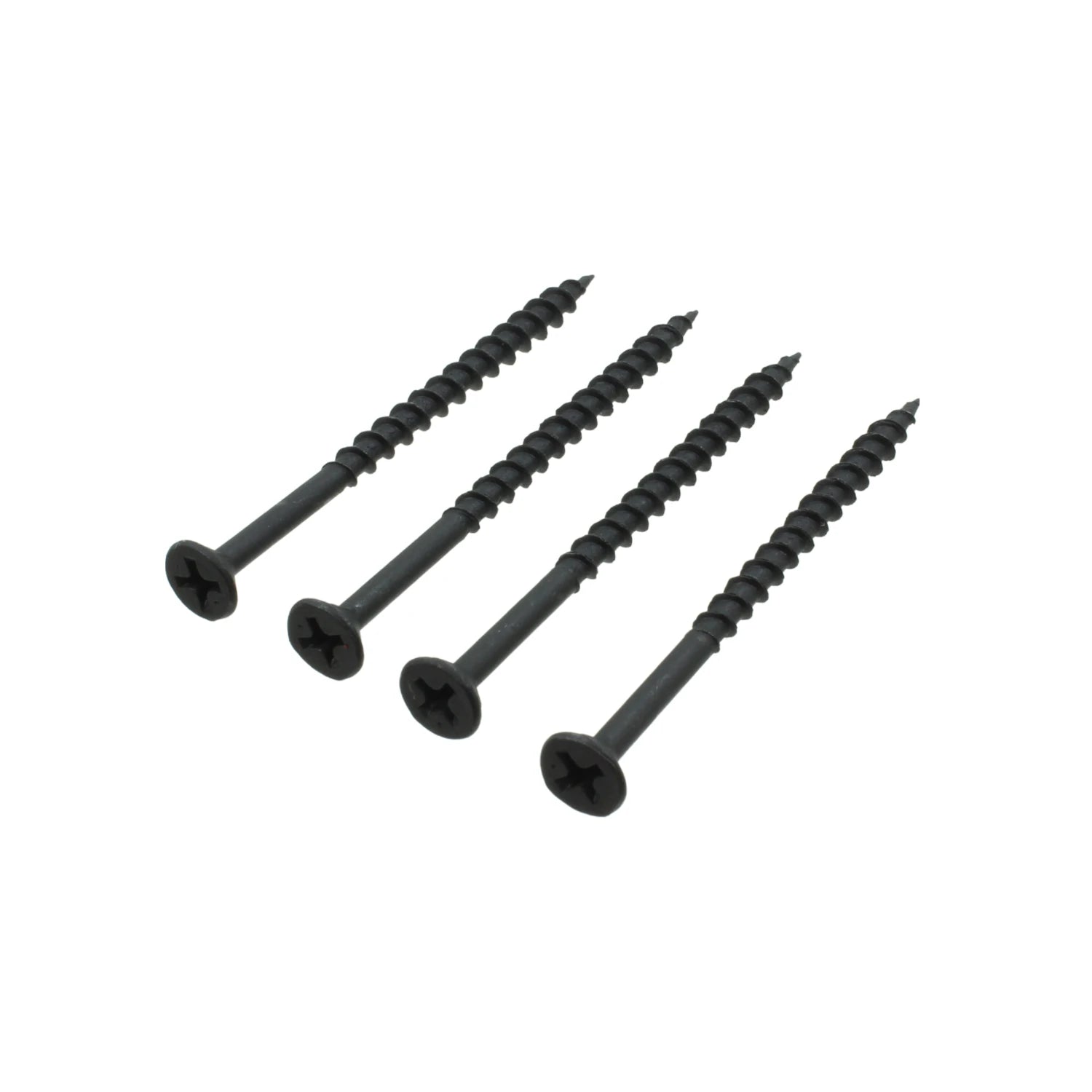 Cuatro pijas negras para madera de cabeza plana Phillips 8 x 2 1/2"