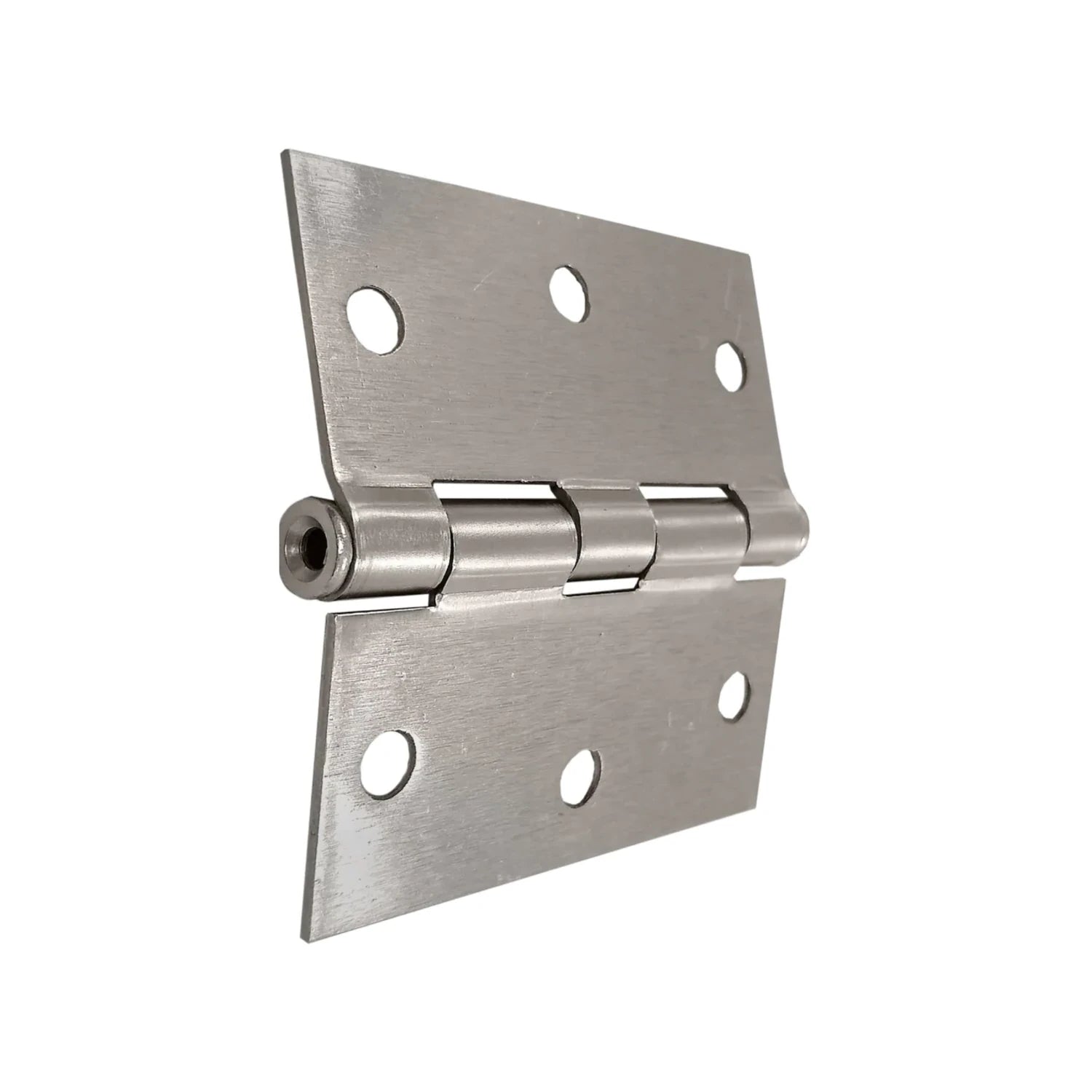 Bisagra de metal niquelado cepillado para puertas y armarios, herraje de fijación plateado resistente.