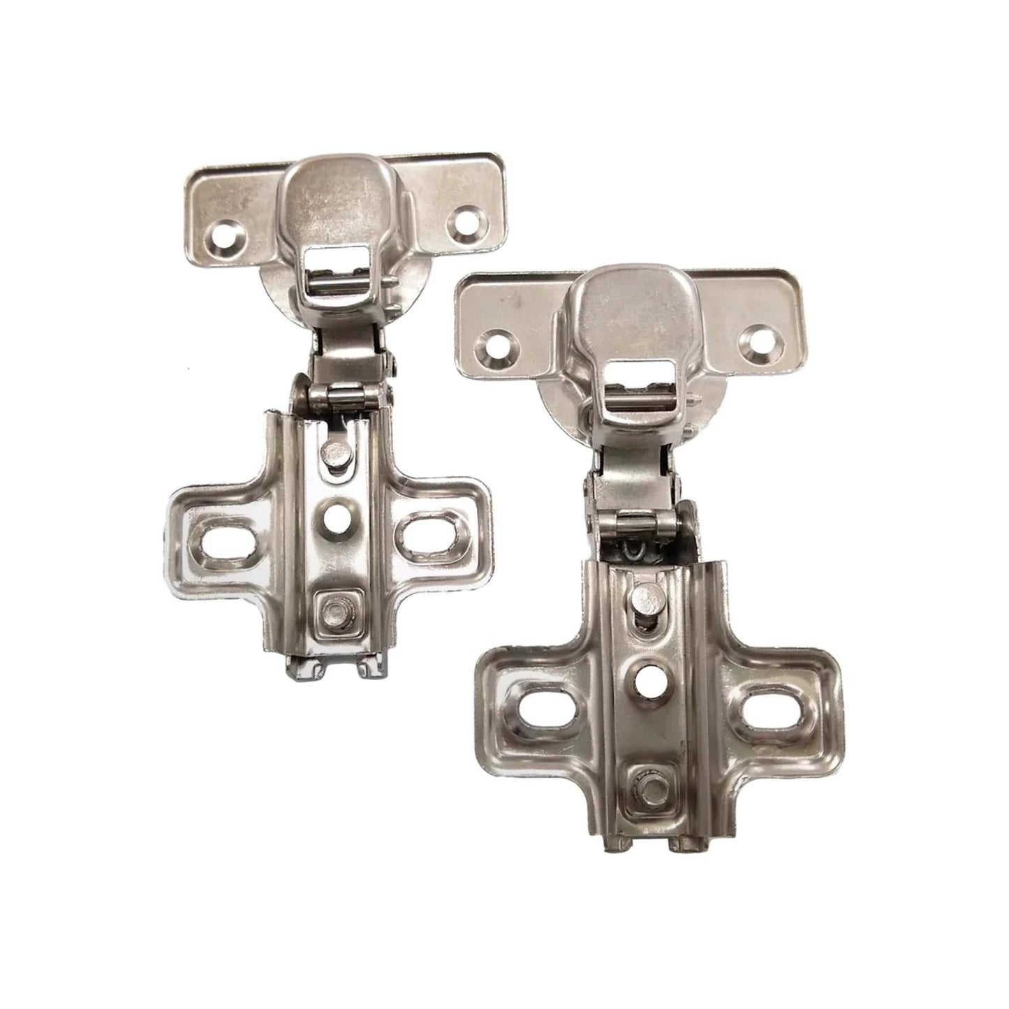 Dos bisagras de cazoleta plateadas para puertas de gabinete y muebles de cocina