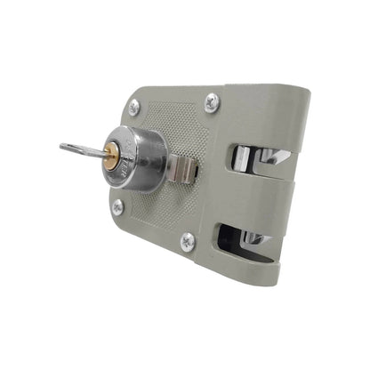 Cerradura de sobreponer Dexter gris con llave, mecanismo de seguridad para puerta exterior.