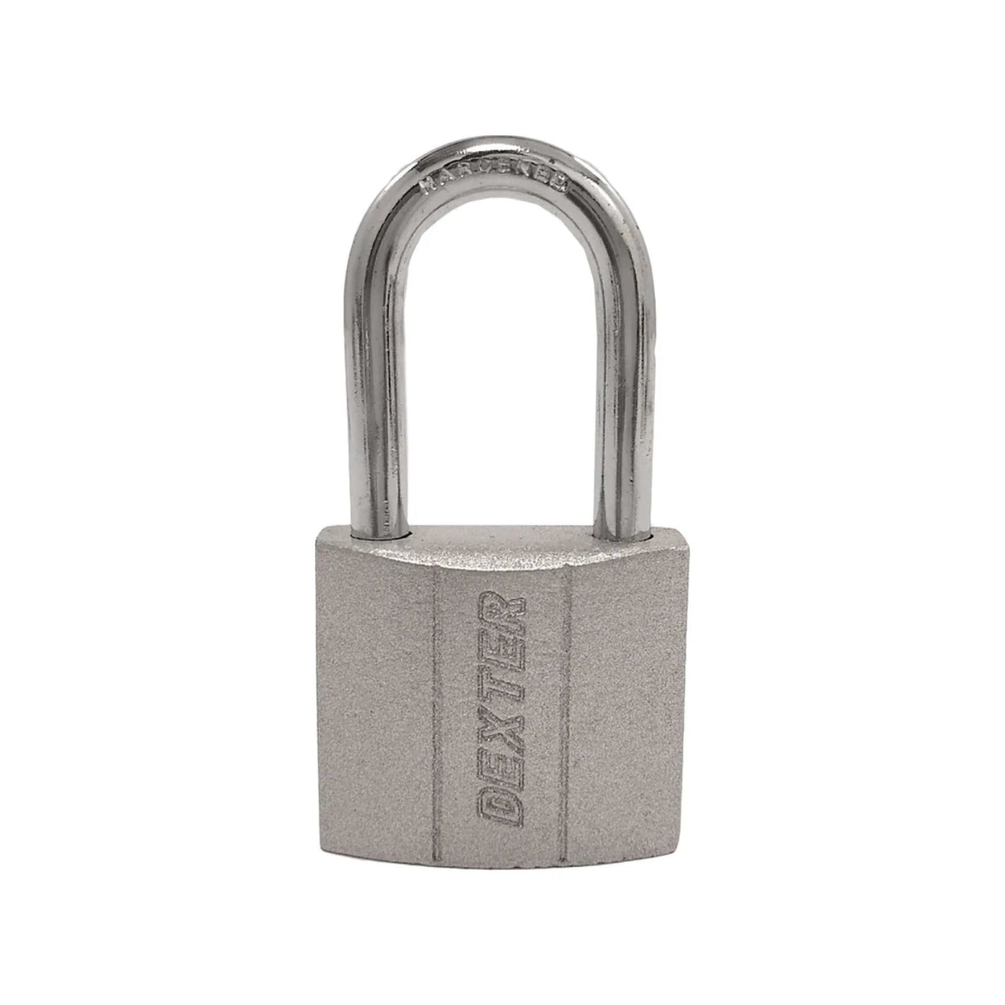 Candado de seguridad Dexter plateado, gancho largo endurecido para protección exterior