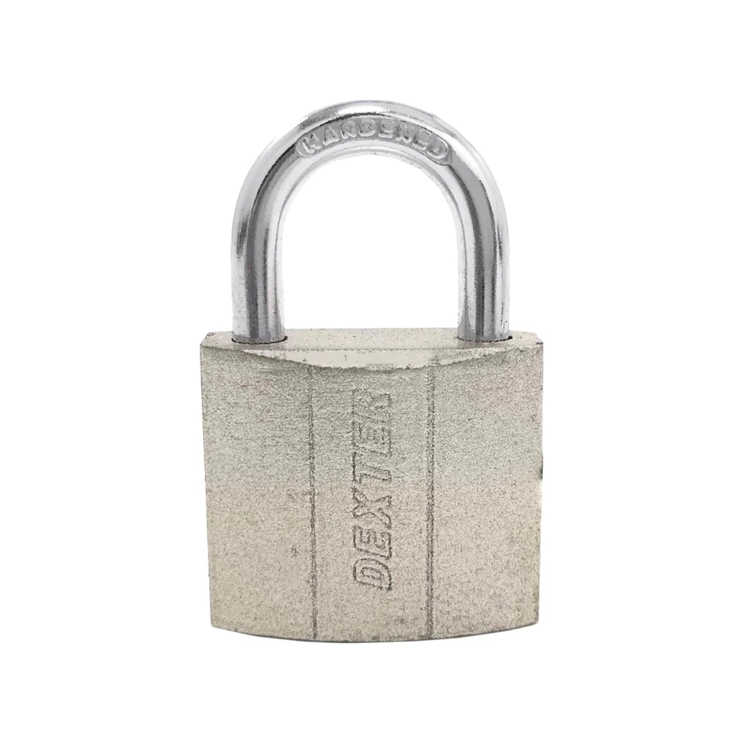 Candado DEXTER 30 mm de gancho corto, color plata, con grillete endurecido para seguridad