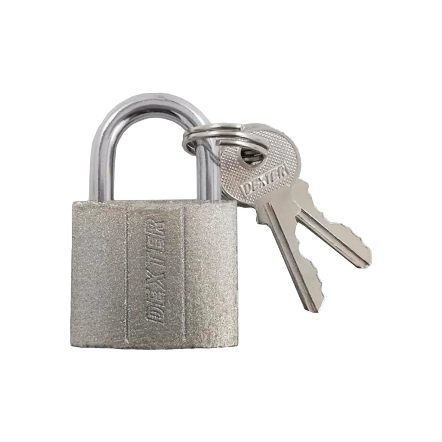 Candado de seguridad Dexter plateado con gancho corto y dos llaves
