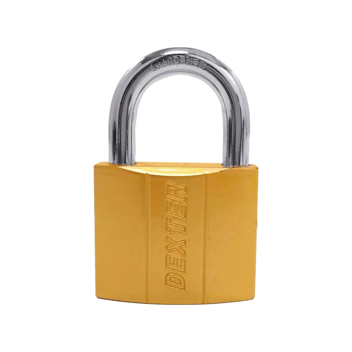 Candado Dexter 50mm gancho corto dorado, grillete de acero endurecido para alta seguridad