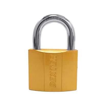 Candado Dexter 50mm gancho corto dorado, grillete de acero endurecido para alta seguridad