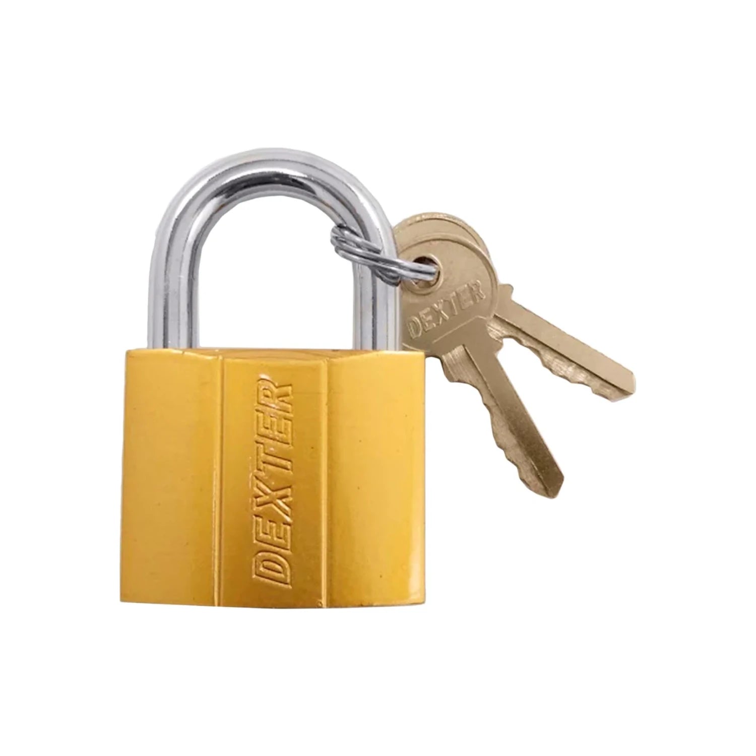 Candado Dexter de latón dorado 50mm con gancho corto y llaves de seguridad