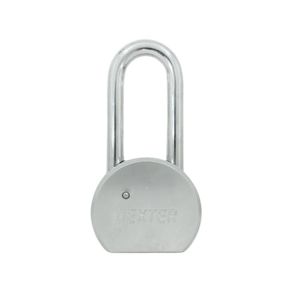 Candado de seguridad Dexter 65mm con gancho largo y cuerpo de metal plateado