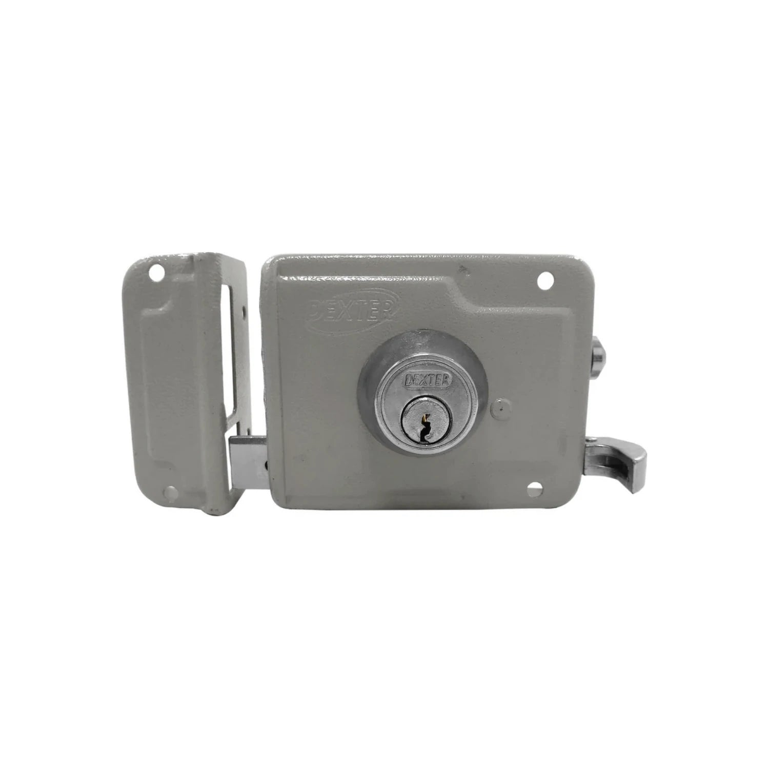 Cerradura de sobreponer Dexter gris izquierda, chapa de seguridad para puerta.