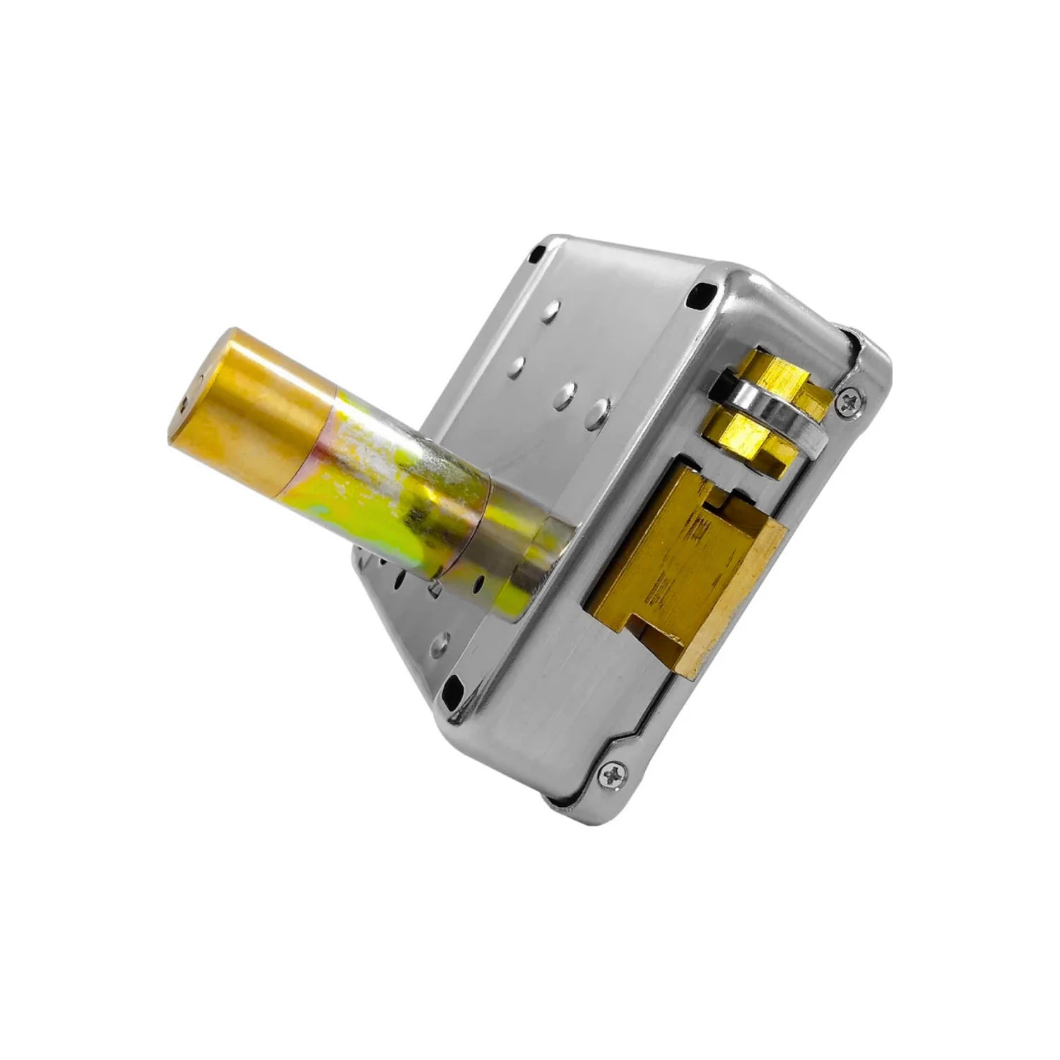 Cerradura eléctrica de sobreponer cromada, pestillo de latón, mecanismo para seguridad en puertas