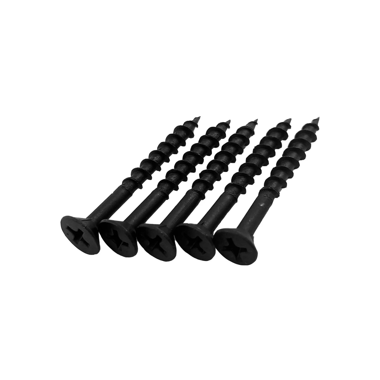 Pijas para madera 6x1 1/4" negras Phillips, cabeza avellanada y rosca gruesa para fijación