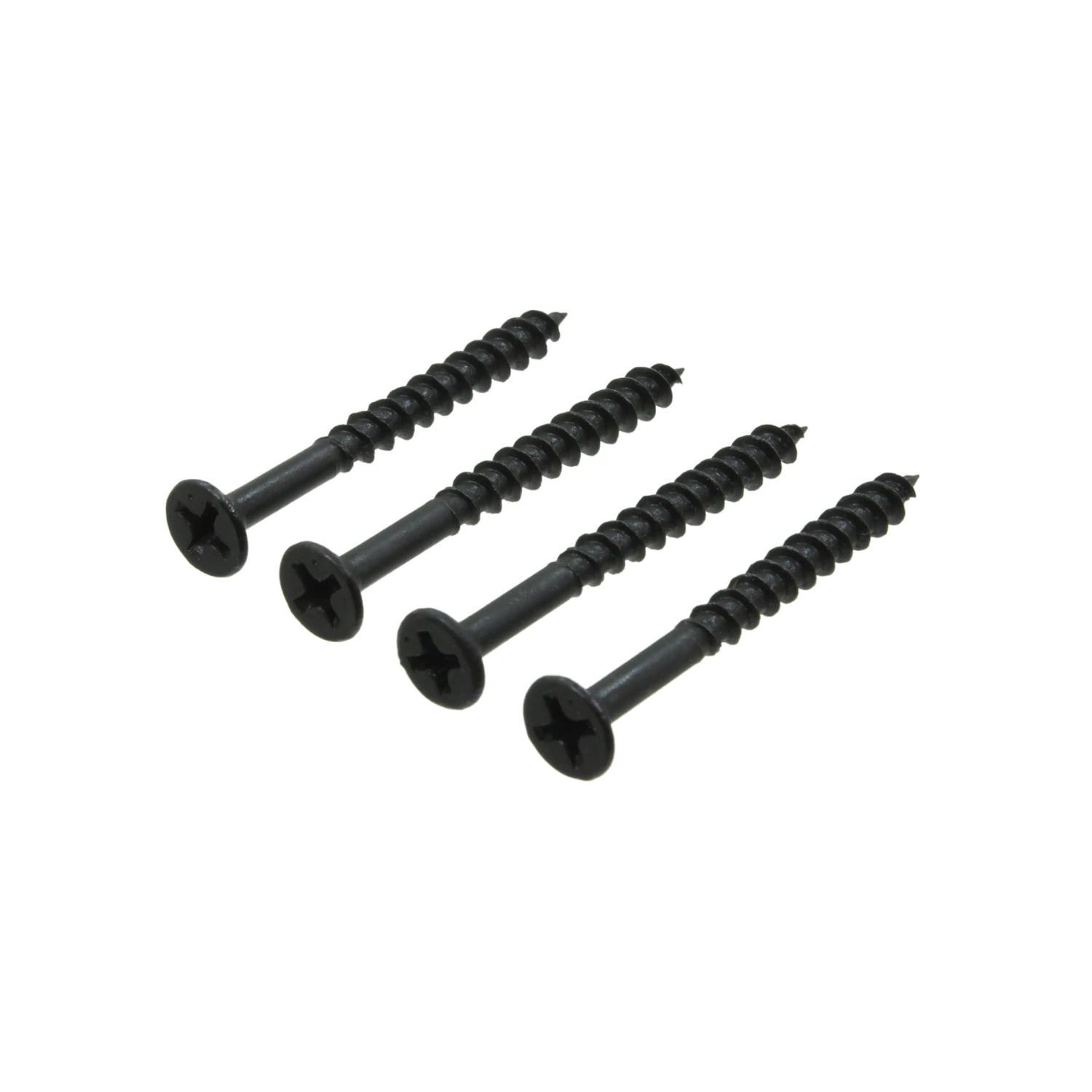 Cuatro pijas negras Phillips para madera 6 x 1 1/2" para fijación de muebles y estructuras