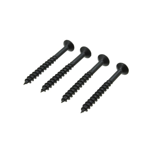 Cuatro pijas para madera negras Phillips, tornillos de cabeza plana y rosca gruesa