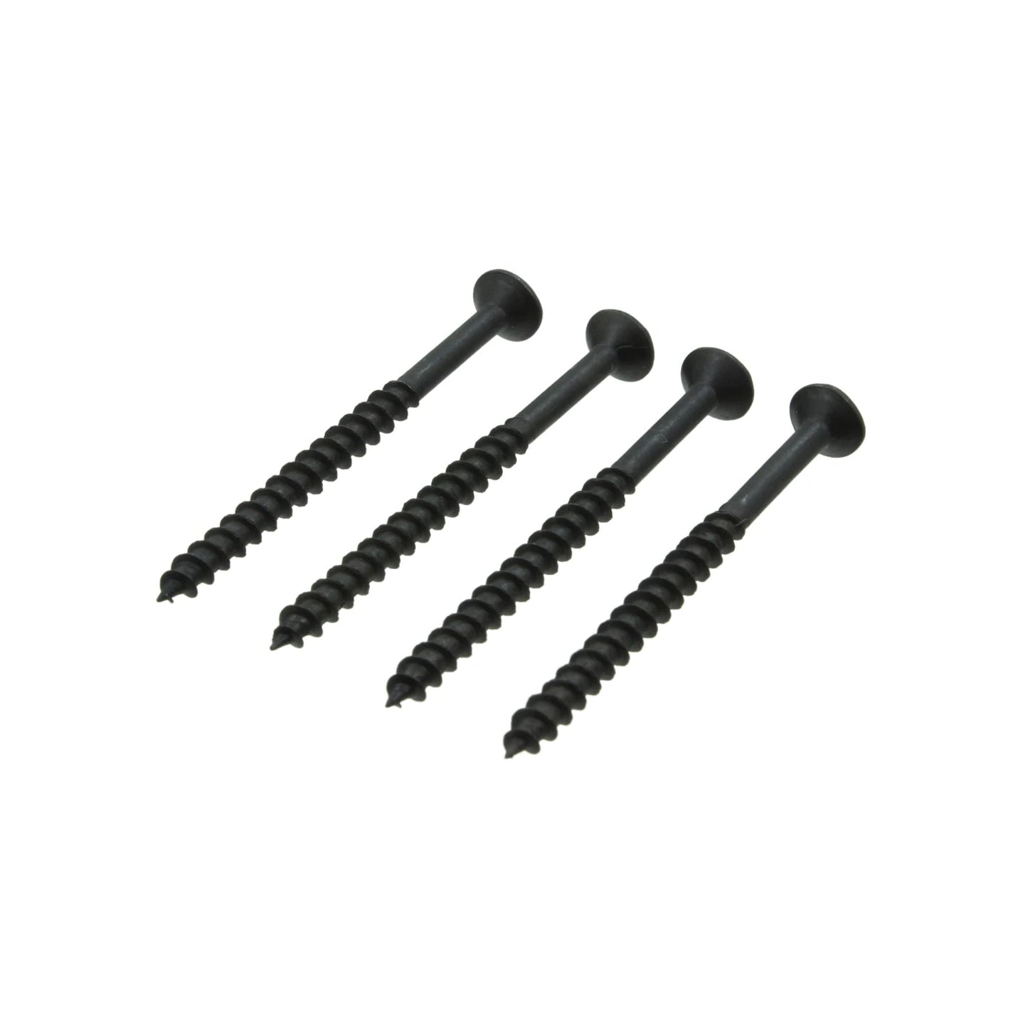 Cuatro pijas para madera negras con rosca profunda y cabeza Phillips para carpintería