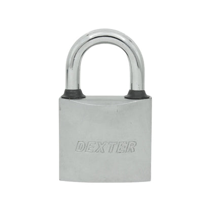 Candado de seguridad Dexter 40mm plateado, con gancho corto y cuerpo resistente