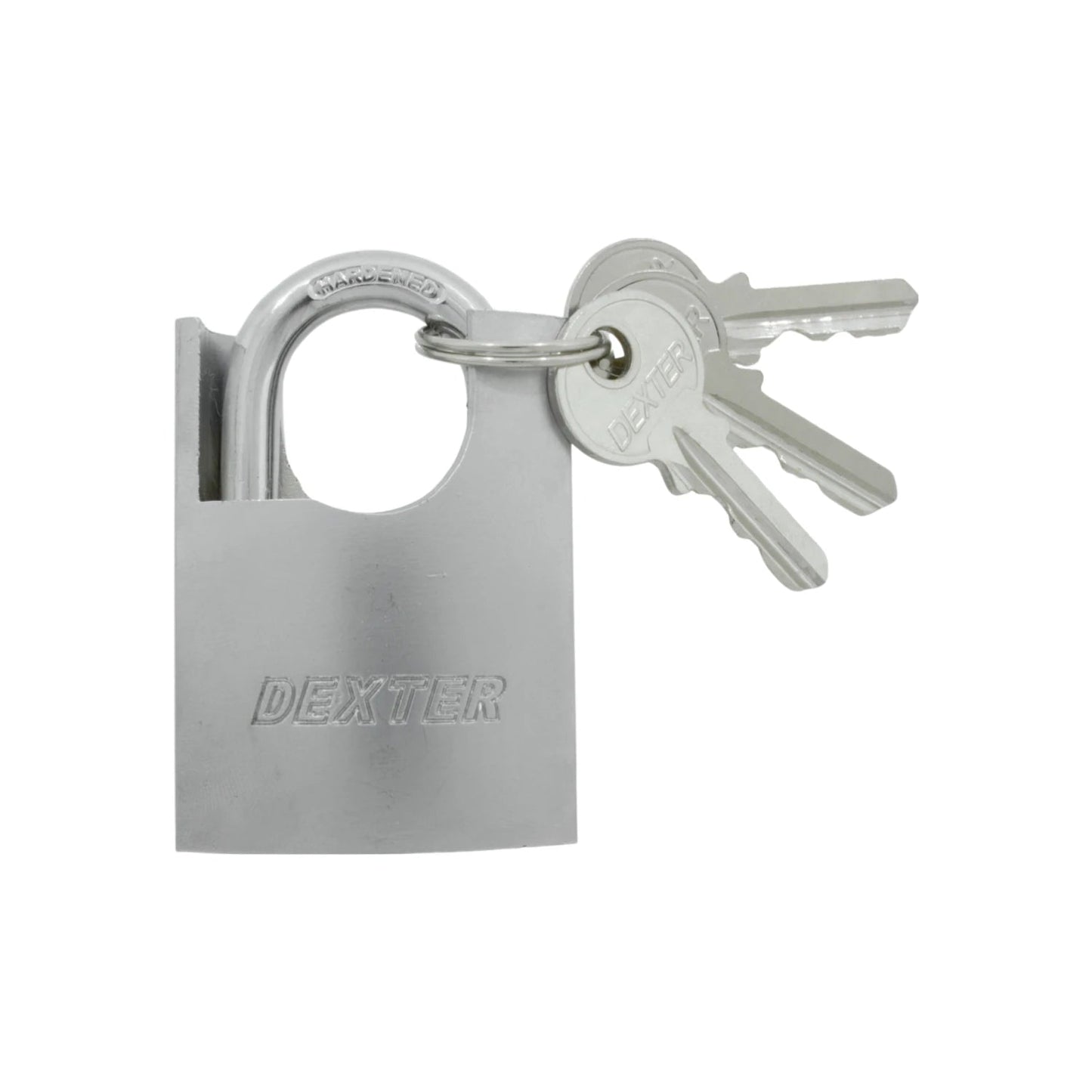 Candado de seguridad Dexter plateado con gancho endurecido y 3 llaves metálicas