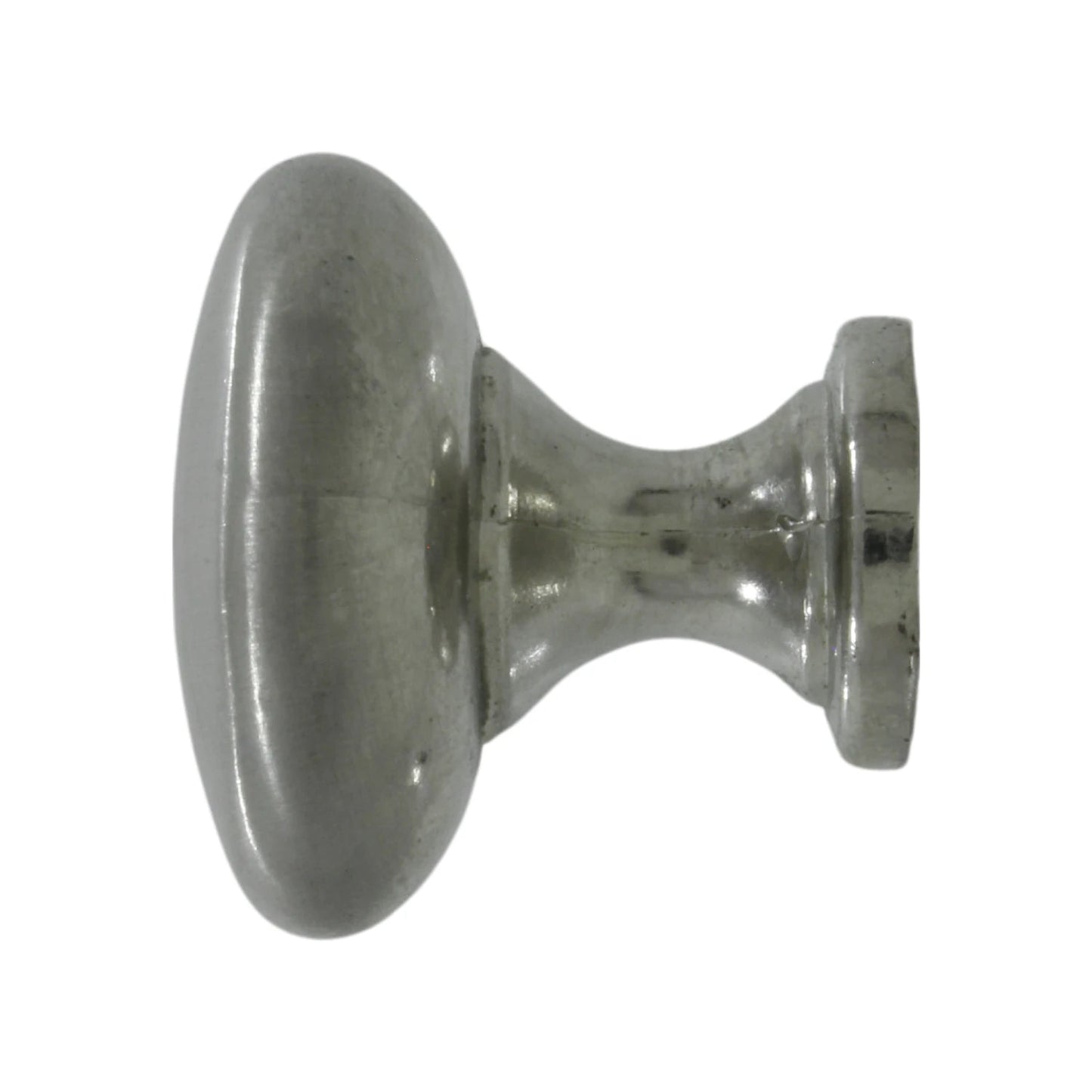 Jaladera botón ovalada níquel satinado, tirador para puertas y cajones de gabinetes.