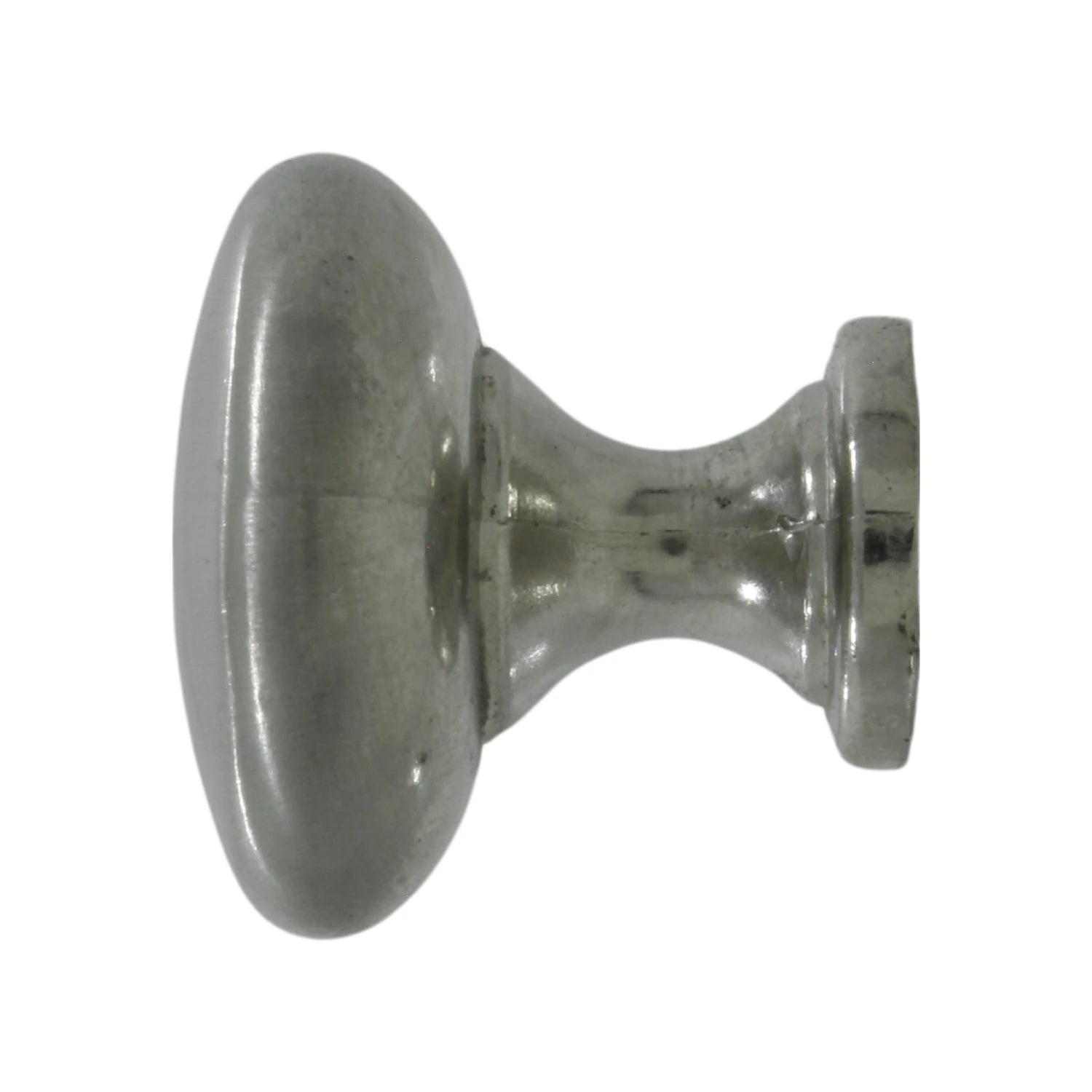 Jaladera botón ovalada níquel satinado, tirador para puertas y cajones de gabinetes.