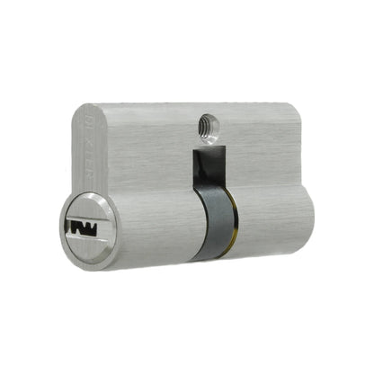 Cilindro de seguridad Dexter 60mm, doble perfil europeo, acabado plata, para cerraduras de puertas