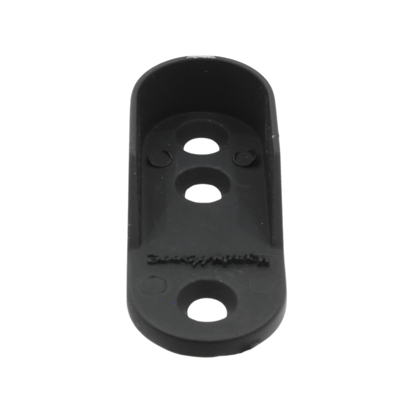 Brida ovalada negra Handy Home de plástico para soporte de barra de armario, con 3 orificios de fijación.