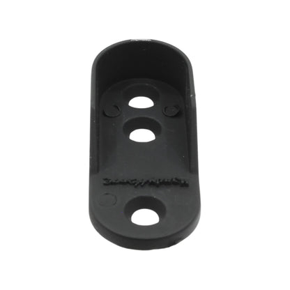 Brida ovalada negra Handy Home de plástico para soporte de barra de armario, con 3 orificios de fijación.