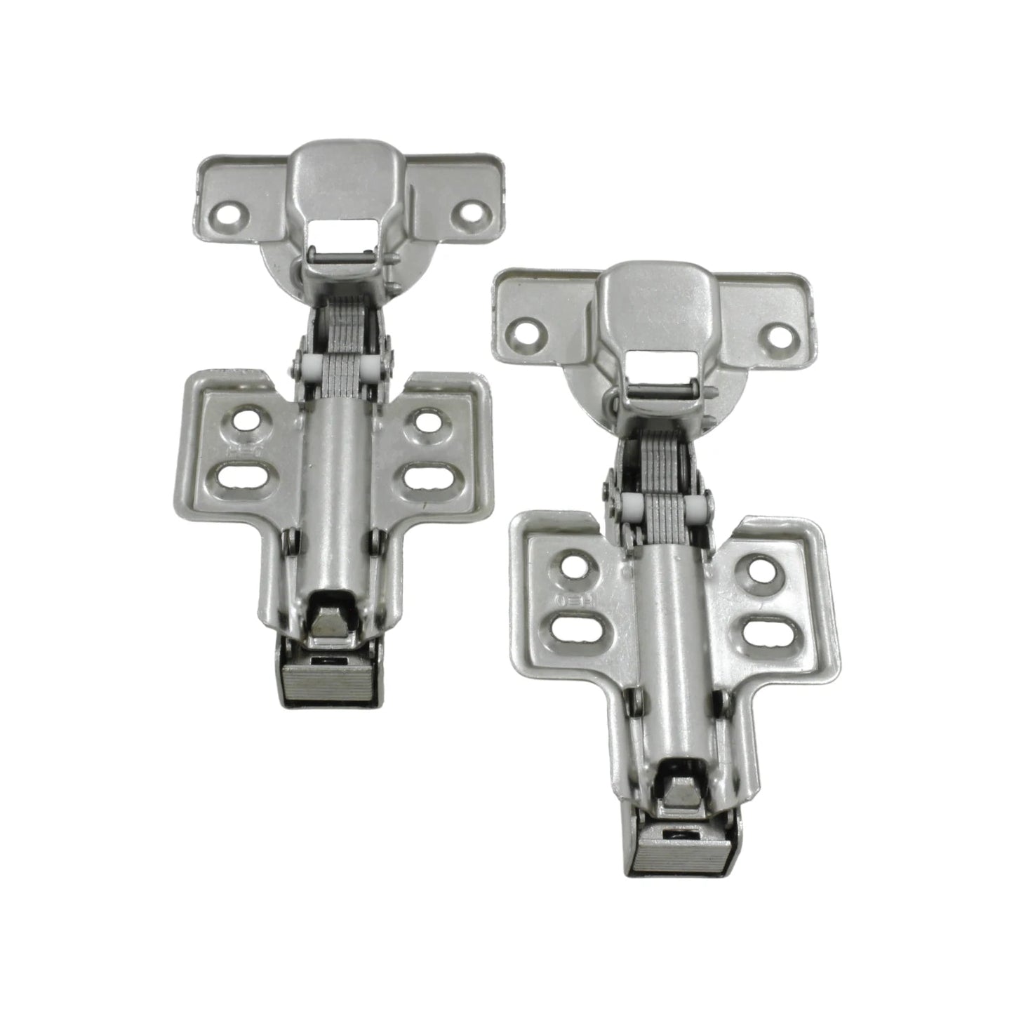 Bisagras de gabinete bidimensionales con pistón para cierre suave, acabado metálico cromado