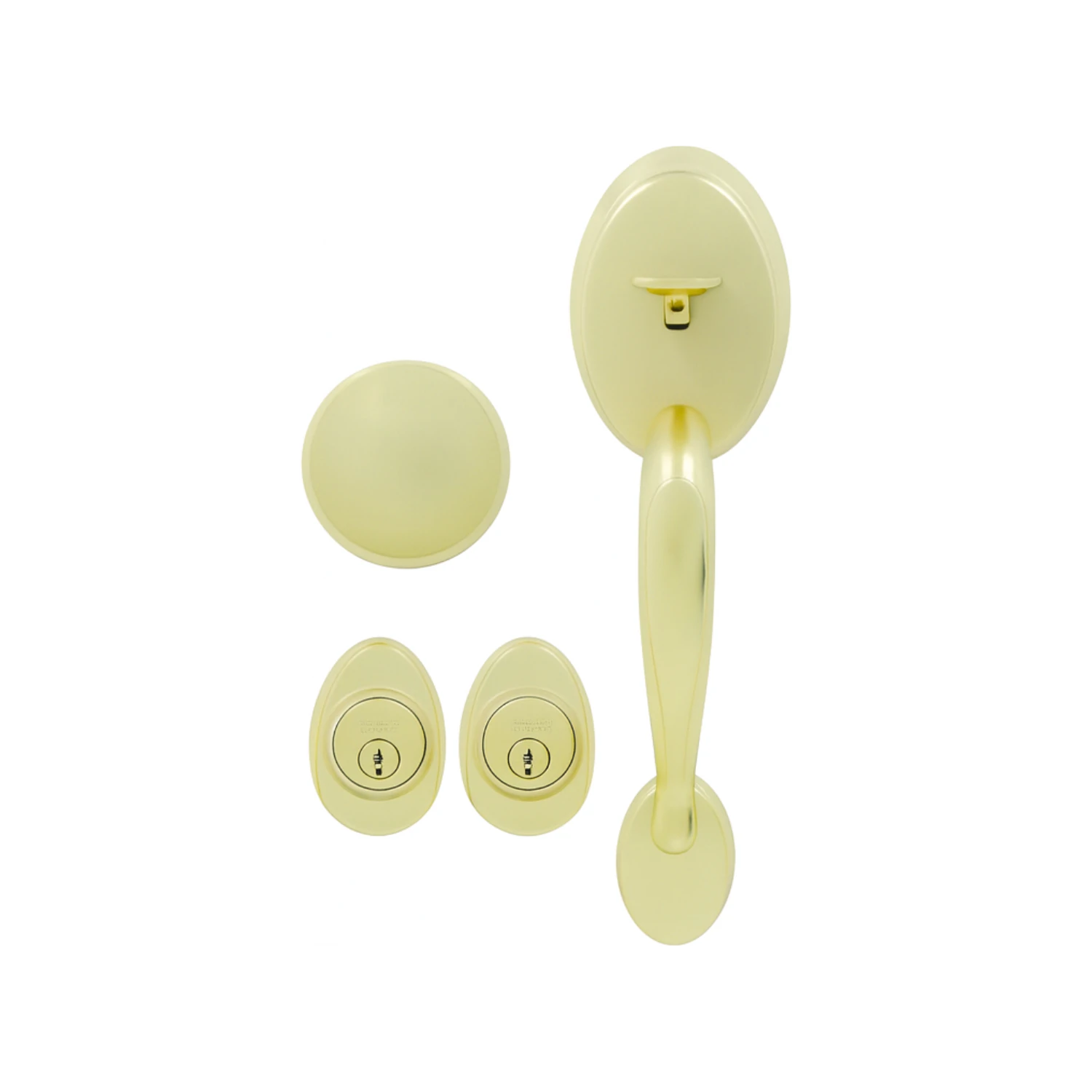 Kit cerradura entrada principal latón brillante con manija, cerrojo y bombines de seguridad