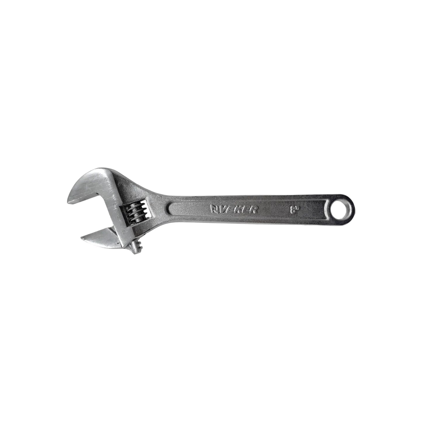 Llave inglesa ajustable Riveker de 8 pulgadas en acero para trabajos de mecánica y fontanería profesional.
