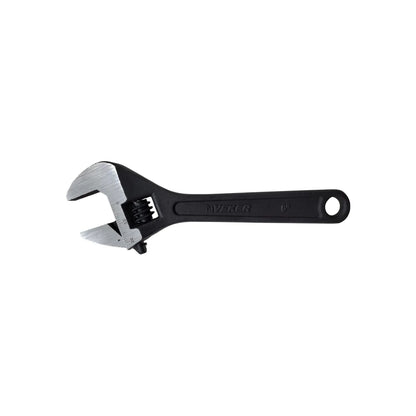 Llave inglesa ajustable VEKER de 6 pulgadas acabado negro mate con escala milimétrica grabada.