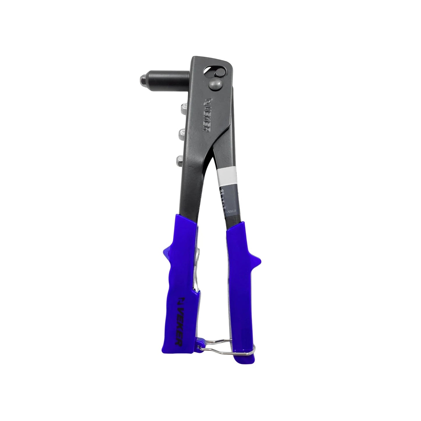 Remachadora manual Veker con mangos azules ergonómicos para remaches metálicos