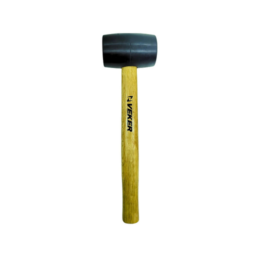 Mazo de hule negro 8 oz Veker con mango de madera, para trabajos de instalación y ensamble